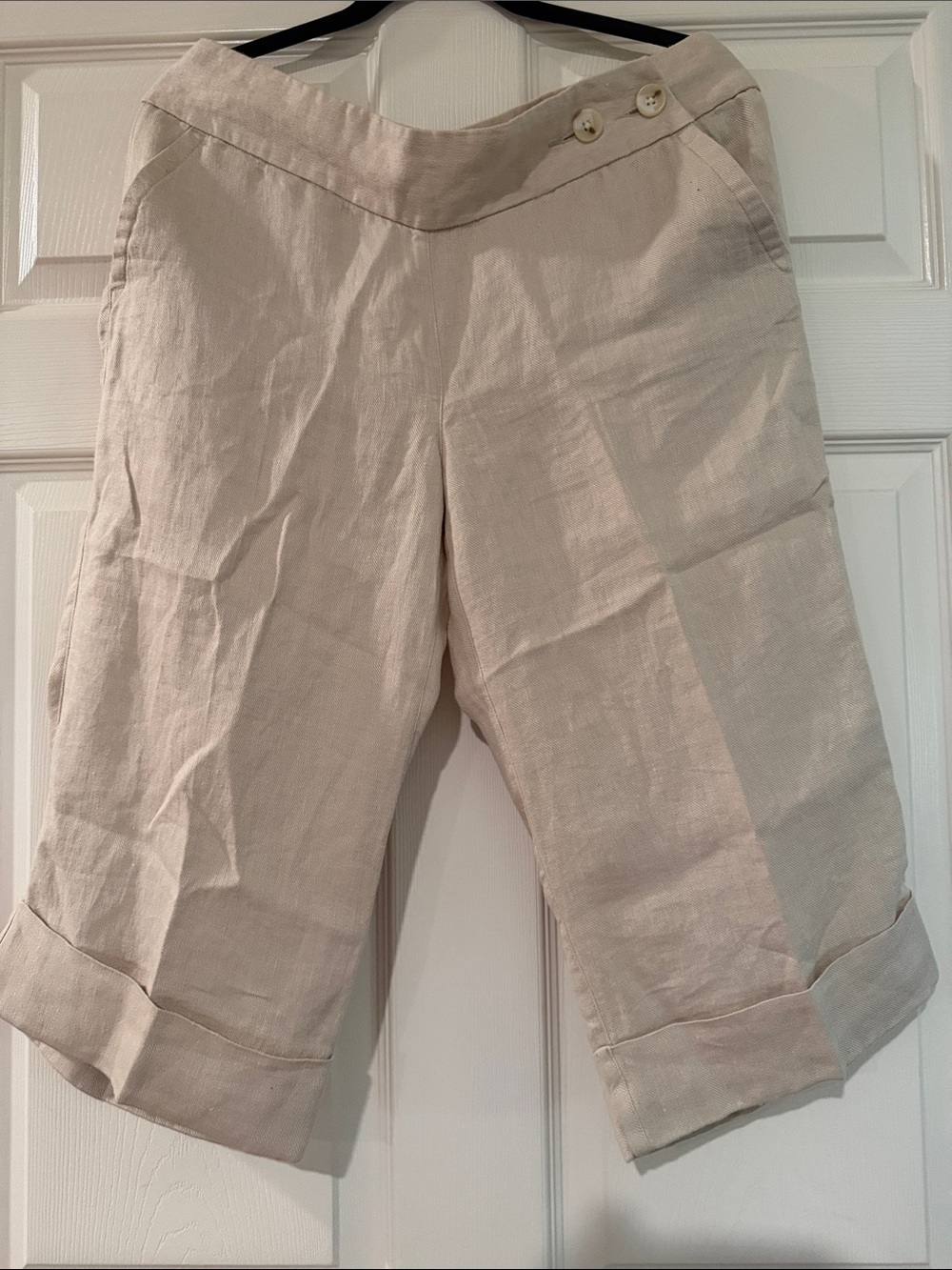 Light Beige Linen Capri Pants Size 12